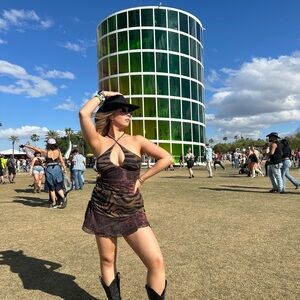 ONLY WORN ONCE! Princess Polly Chic Halter Mini Dress with Animal Print